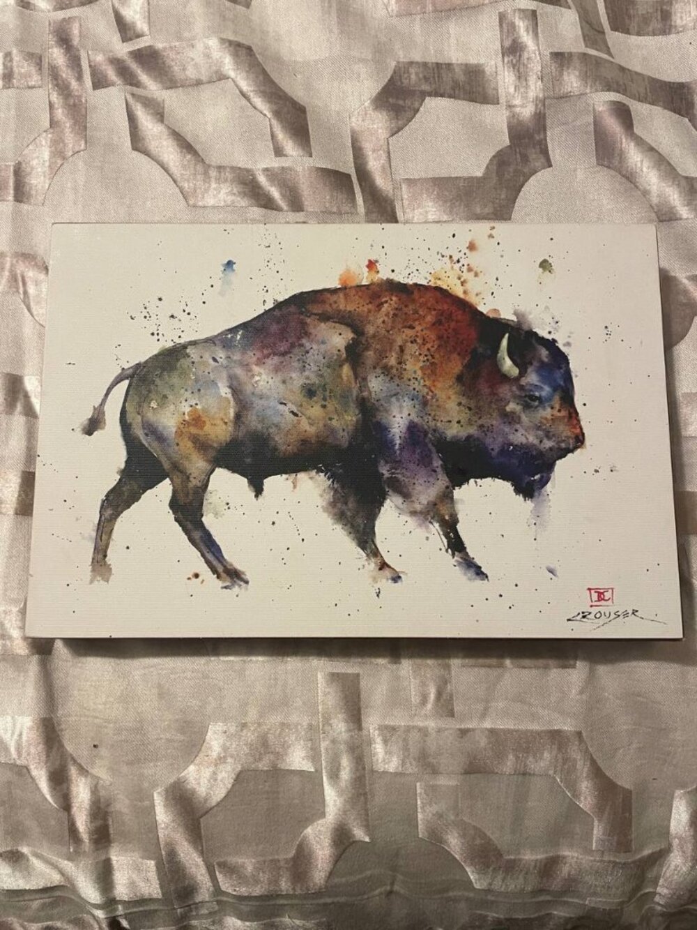 Dean Crouser Watercolor Bison Buffalo Canvas Wall Art - Rustic Farmhouse Decor